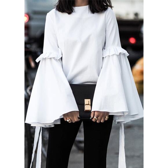 Cupio Tops - Cupio Blouse Top Shirt 3/4 Bell Sleeve White Size Large